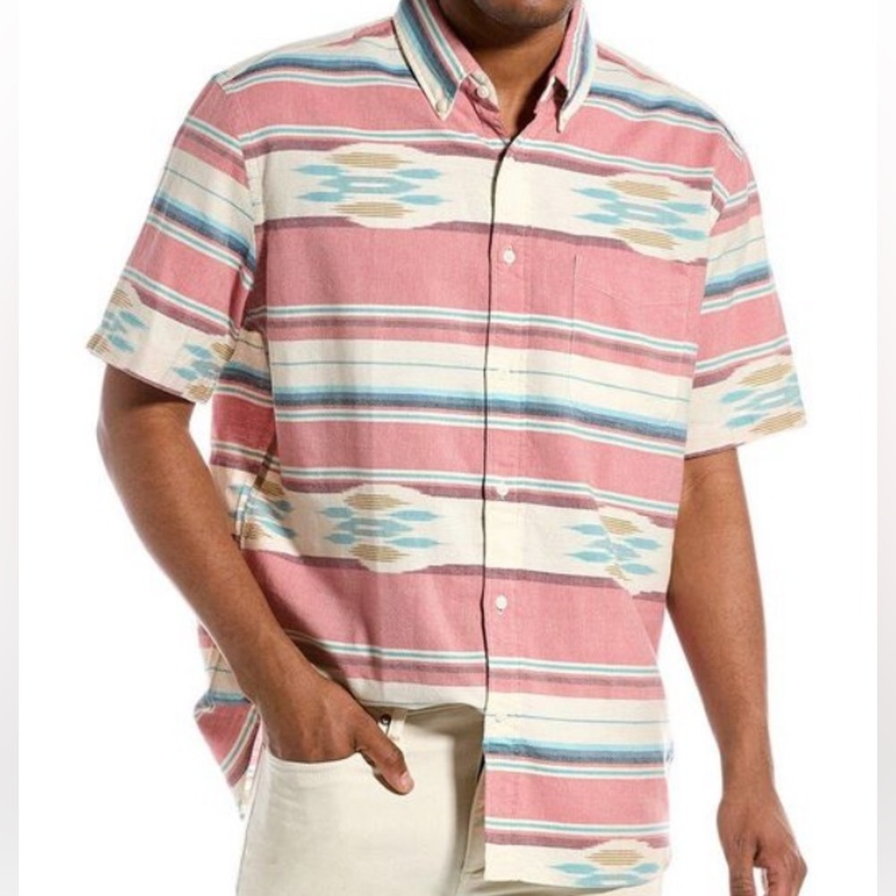 Faherty Mens Coast Short Sleeve Organic Shirt NEW